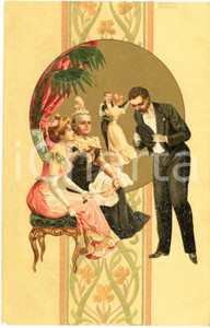 1900 ca Artist R. Hegedus GEIGER Man asks a girl to dance - Postcard FP NV  Cartolina postale d'epoca, non viaggiata. FAIR/discreto Lievi smussature agli angoli Formato: FP originale e autentica 1