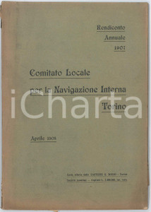 1908 TORINO Comitato Locale per la Navigazione Interna - Rendiconto annuale Pubblicazione d'epoca, con copertina flessibile.Contiene la relazione della giunta tecnica e degli ingegneri Chiaves e Fenolio su un "progetto di canale dal Mare Ligure al Lago Maggiore".CONDIZIONI: F (buone condizioni interne, ma strappi e lievi bruniture in corrispondenza del dorso)PAGINE: 55 + tavola e mappa a colori ripiegataEDITORE: Torino - Tipografia Gazzetta del Popolo    originale e autentica 1