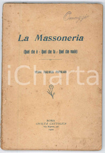 Libro, pubblicazione d epoca 1920 ANONIMO La Massoneria  Nuovi dialoghi popolari Ed. CiviltÃ  Cattolica 1