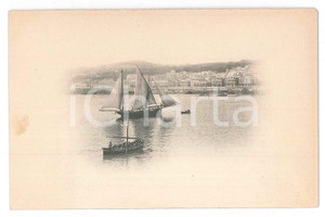 1900 ca FRANCE (?) Veduta di un porto con veliero - Cartolina 12x8 cm  Cartolina postale d'epoca, priva di divisione al verso. GOOD/buono  Formato: 12x8 cm originale e autentica 1