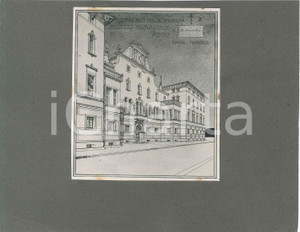 1920 ca TRENTO Concorso Palazzo Provinciale ^2 Foto progetto arch. FERRAZZA (3) Lotto di 2 fotografie d'epoca, ai due lati di un cartoncino morbido, che mostrano il progetto dell'architetto Guido Ferrazza presentato al concorso per il nuovo Palazzo Provinciale di Trento.Sono ritratte una veduta prospettica e una sezione d'interno.CONDIZIONI: G (ma piccole tracce di colla al lato inferiore)FORMATO: 24x19 cm (cartoncino)     originale e autentica 1