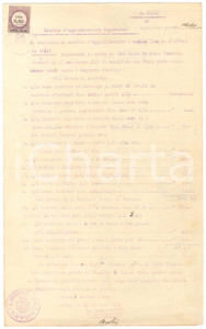 1920 BOCENAGO (TN) Decreto aggiudicazione - Stabili defunto don Bruno FERRAZZA Documento d'epoca, con bollo da Lire 0,50.PAGINE: 4 facciate (2 bianche) FAIR/discreto piegature d'epoca Formato: 21x34 cm originale e autentica 1