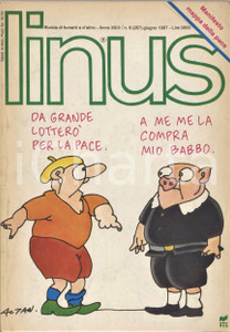 1987 LINUS Missing di PANEBARCO - Birdwatching di LUNARI - Rivista FUMETTI Rivista originale d'epoca, illustrata.Anno XXIII n. 6. PAGINE: 130 FAIR/discreto ma tracce d'uso; piegature angolari in copertina; tracce a pastello all'ultima pagina Formato: 15x21 cm originale e autentica 1