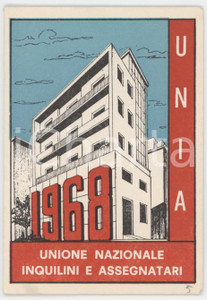 1968 UNIA Sezione di MODENA Unione Nazionale Inquilini e Assegnatari - Tessera Tessera d'epoca.  FAIR/discreto Lievi smussature agli angoli Formato: 7x11 cm originale e autentica 1