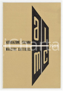 1958 DIOCESI DI MANTOVA - AIMC Tessera Associazione Italiana Maestri Cattolici Tessera d'epoca.  FAIR/discreto Lievi smussature agli angoli Formato: 8x11 cm originale e autentica 1