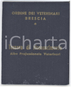 1947 BRESCIA Ordine dei veterinari - Tessera di riconoscimento 6x8 cm