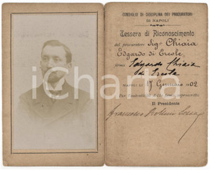 1902 NAPOLI Consiglio disciplina procuratori - Tessera di Edgardo CHIAIA - 6x10