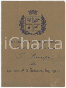 1973 I PRINCIPI Accademia internazionale di cultura, fraternità e pace - Tessera