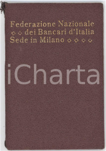 1919 MILANO Federazione Nazionale dei Bancari d'Italia - Tessera 7x10 cm