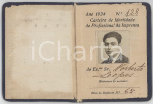 1934 LISBOA Sindicato dos profissionais da imprensa - Carteira de identidade