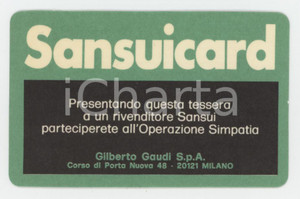 1978 MILANO Gilberto Gaudi spa SANUICARD Tessera SANSUI Operazione simpatia