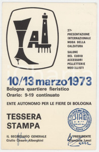 1979 BOLOGNA 27^ Fiera moda della calzatura - Salone del cuoio - Tessera 7x11 cm