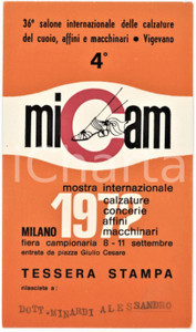 1972 VIGEVANO - MICAM Salone delle calzature - Tessera 6x12 cm