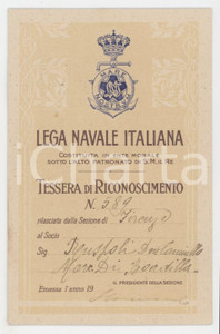 1911 LEGA NAVALE ITALIANA FIRENZE - Tessera don Camillo RUSPOLI DI BOADILLA