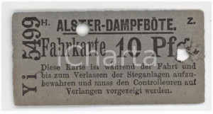 1910 ca DEUTSCHLAND - ALSTER DAMPFBOTE Fahrkarte 6x3 cm