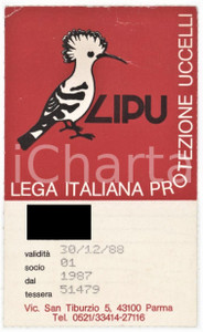 1987 LIPU Lega Italiana Protezione Uccelli - Tessera 6x10 cm