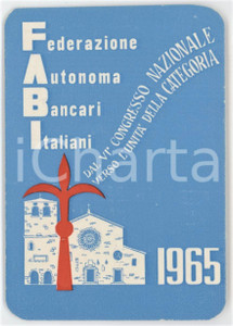 1965 MILANO - FABI Federazione Autonoma Bancari Italiani - Tessera VI Congresso