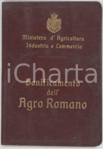 1915 ca BONIFICAMENTO DELL'AGRO ROMANO Tessera di riconoscimento 7x11 cm