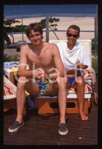 35mm vintage slide* 1995 ca RACING driver Eddie CHEEVER with wife (31)