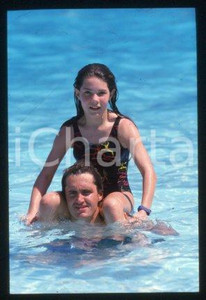 35mm vintage slide* 1995 ca RACING driver Eddie CHEEVER with daughter (36)