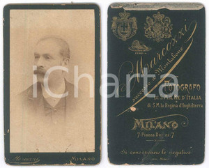1890 ca MILANO Ritratto maschile - Busto *Fotografia MARCOZZI CDV