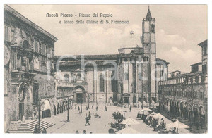 1914 ASCOLI PICENO Piazza del Popolo - Chiesa S. Francesco *Cartolina ANIMATA