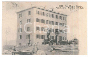 1908 ENEGO (VI) Nuovo albergo Piazza S. Marco - CERATO Santo *Cartolina ANIMATA