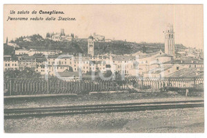 1908 CONEGLIANO Panorama dalla stazione ferroviaria - Cartolina FP VG