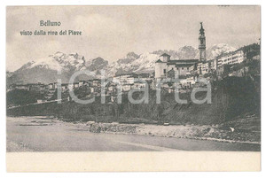 1908 BELLUNO - Veduta dalla riva del Piave - Cartolina postale FP VG