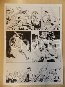 Opera d’arte autentica 2001 WAMPUS Luciano BERNASCONI Guerrieri durante la battaglia Tavola originale 1