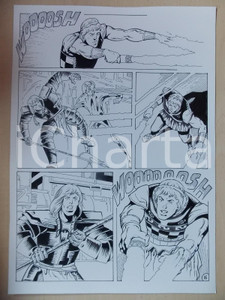 Opera d’arte autentica 2001 WAMPUS Luciano BERNASCONI Duello con raggi laser Tavola originale LUBE 1