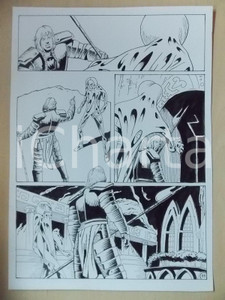 Opera d’arte autentica 2001 WAMPUS Luciano BERNASCONI Cavaliere minaccia alieno Tavola originale LUBE 1