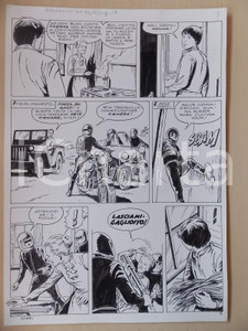 Opera d’arte autentica 1970 SPARI NONNE E MOTOCROSS Luciano BERNASCONI Anziana malmenata Tavola LUBE 1