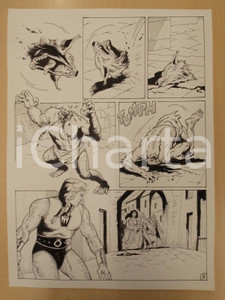 Opera d’arte autentica 1975 ca KABUR Luciano BERNASCONI Lupo mannaro decapitato Tavola originale LUBE 1