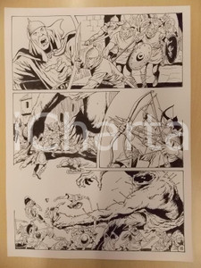 Opera d’arte autentica 1975 ca KABUR Luciano BERNASCONI Arceri contro mostro gigante Tavola originale 1