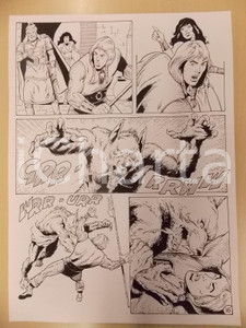 Opera d’arte autentica 1975 ca LUBE Luciano BERNASCONI Lupo mannaro attacca KABUR Tavola originale 1