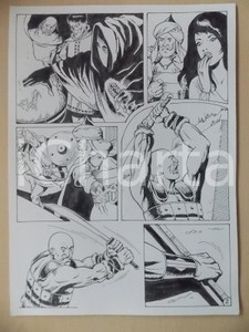 Opera d’arte autentica 1975 ca KABUR Luciano BERNASCONI Arcieri puntano archi contro barbaro  Tavola 1