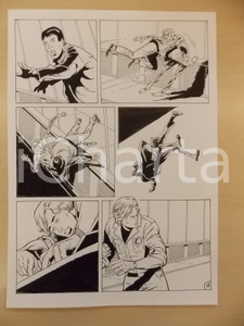 Opera d’arte autentica 2001 WAMPUS Luciano BERNASCONI Alieno e uomo si buttano dal ponte Tavola LUBE 1