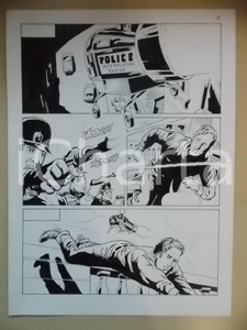 Opera d’arte autentica 2001 L AUTRE Luciano BERNASCONI Poliziotti alieni con pistole laser Tavola LUBE 1