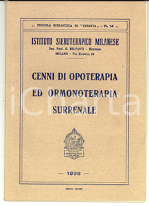 Materiale pubblicitario d’epoca 1938 MILANO Istituto SIEROTERAPICO Opoterapia ed ormonoterapia surrenale 1