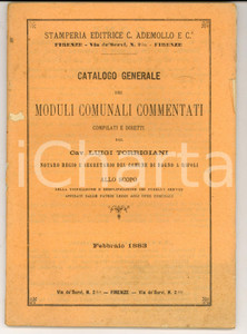 Materiale pubblicitario d’epoca 1883 FIRENZE Luigi TORRIGIANI Catalogo generale dei moduli comunali commentati 1
