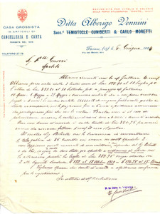 Manoscritto, lettera originale 1929 FIRENZE Ditta Alberigo VENNINI grossista carta Temistocle CUNIBERTI Lettera 1