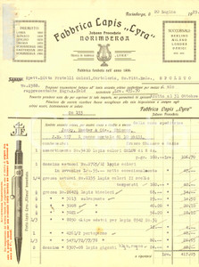 Documento originale, autentico 1929 NORIMBERGA Johann Froescheis LYRA Lapis Regia Dogana PONTECHIASSO Fattura 1