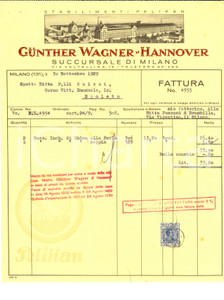 Documento originale, autentico 1929 MILANO Hannover Gunther Wagner PELIKAN Fattura 1