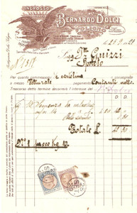 Documento originale, autentico 1929 FOLIGNO Ditta BERNARDO DOLCI Semenza da calzolaio Fattura 1