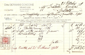 Documento originale, autentico 1929 MILANO Ditta GIOVANNI CONCONE Cancelleria Fattura 1