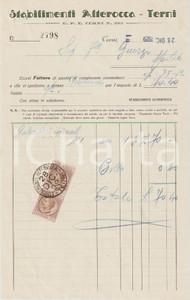 Documento originale, autentico 1929 TERNI Stabilimenti ALTEROCCA Calendari mensili Fattura 1