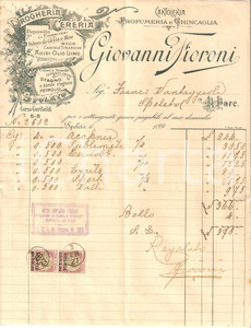 Documento originale, autentico 1923 SPOLETO Drogheria Giovanni FIORONI polvere da caccia e mine Fattura 1