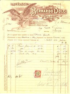 Documento originale, autentico 1928 FOLIGNO Ditta BERNARDO DOLCI Ottonami FERRARECCE Metalli Fattura 1