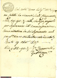 Documento originale, autentico 1819 RIETI Scipione COLELLI e amministrazione comunitÃ  1